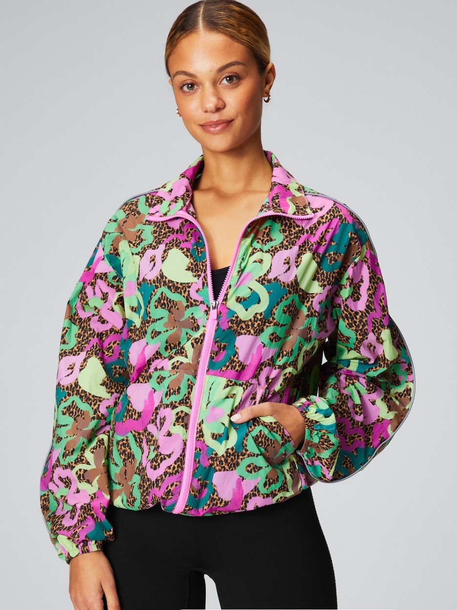 Fabletics Multicolor Abstract Print Oversized Flyweight Windbreaker Size S